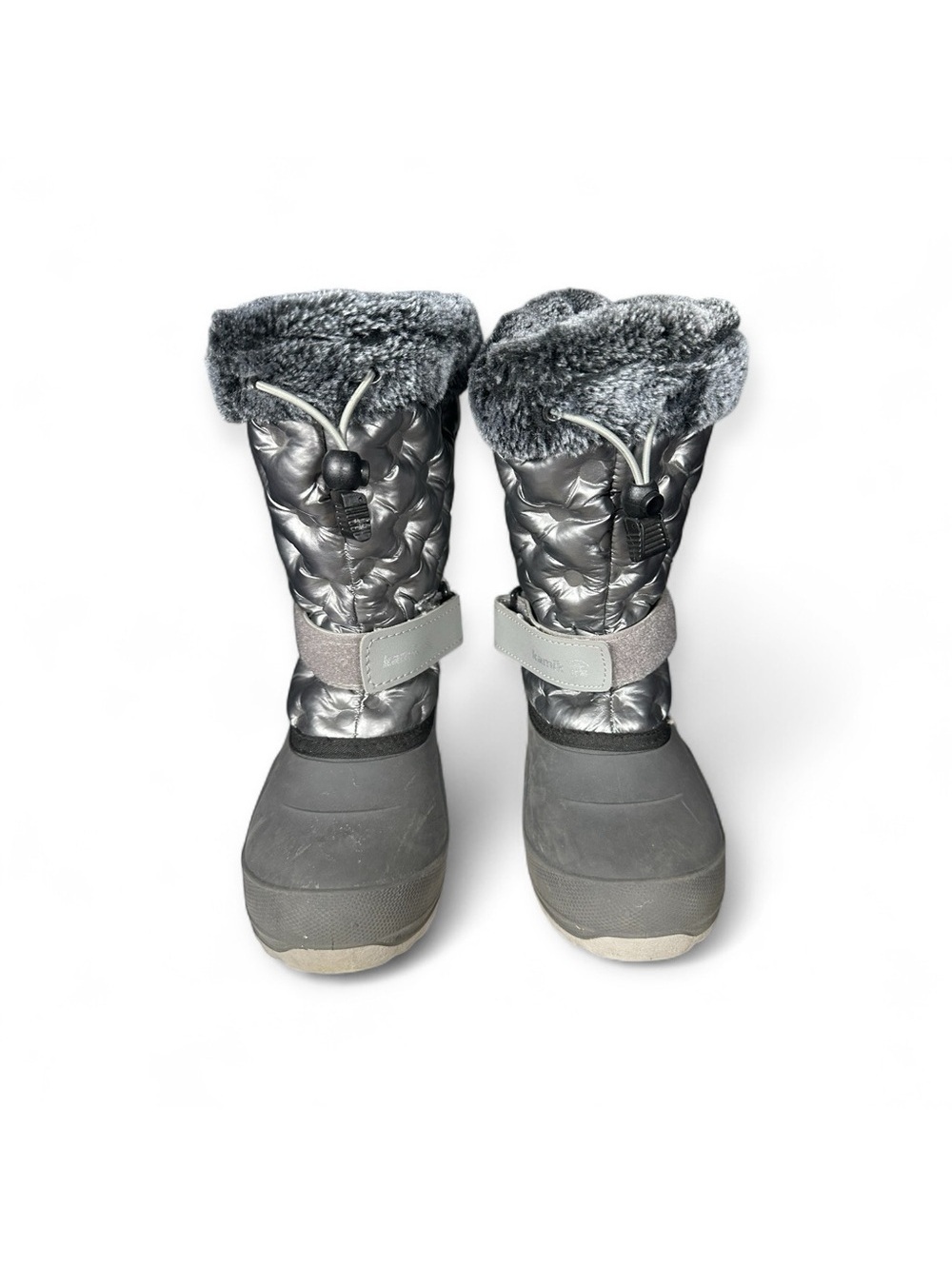 Kamik Gray Penny 3 Quilted Winter Boots with Faux Fur Gray Black Size 3G